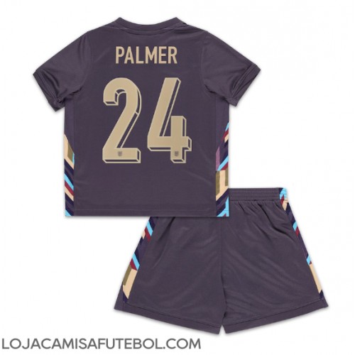 Camisa de Futebol Inglaterra Cole Palmer #24 Equipamento Secundário Infantil Europeu 2024 Manga Curta (+ Calças curtas)